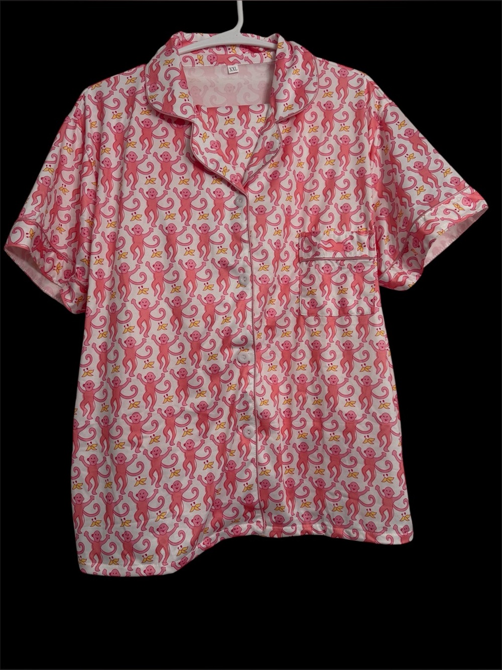 Pink Monkey Print Short Sleeve silk like PJ set